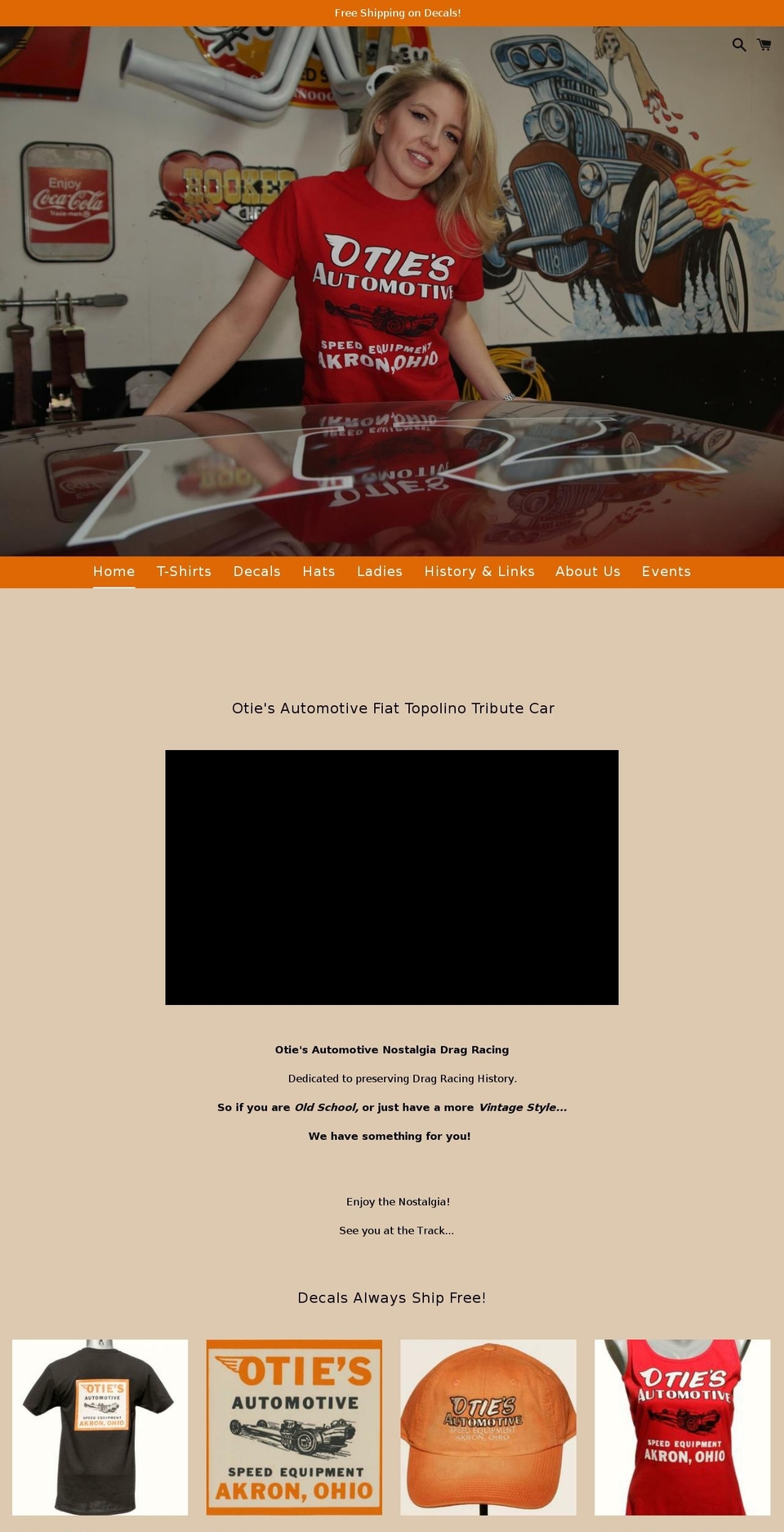 otiesautomotivenostalgia.com — Shopify storefront screenshot