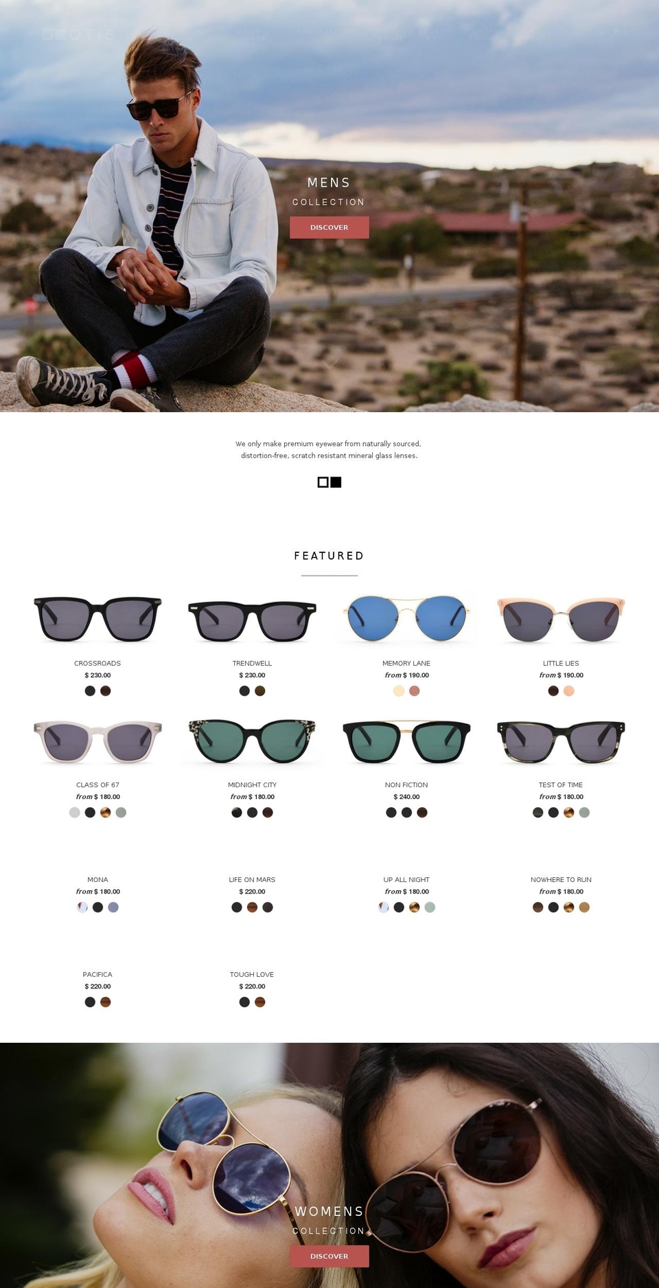 otiseyewear.com shopify website screenshot