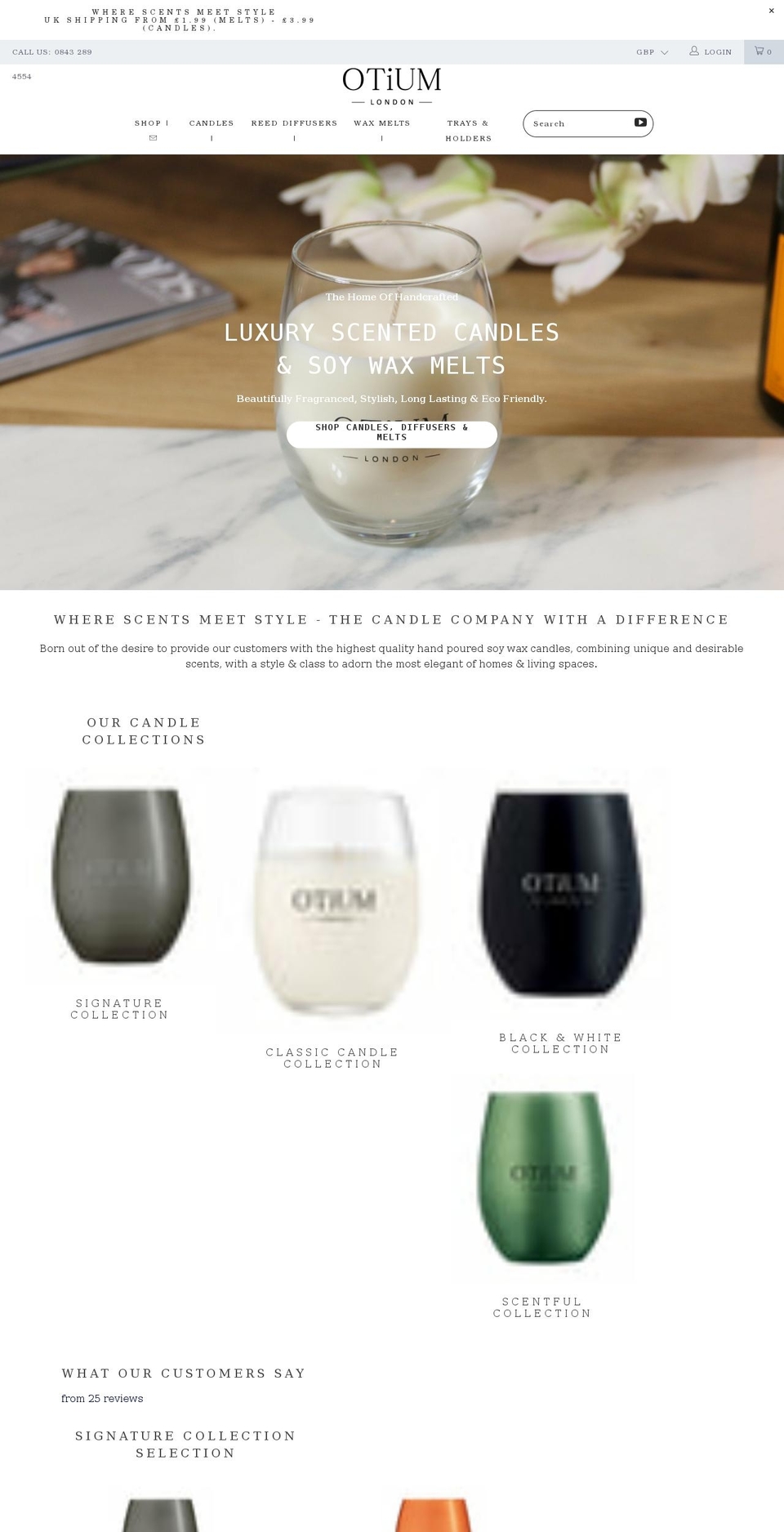 otiumcandles.com shopify website screenshot