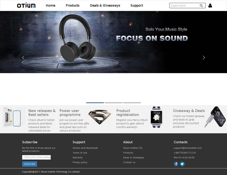 otiumobile.com shopify website screenshot