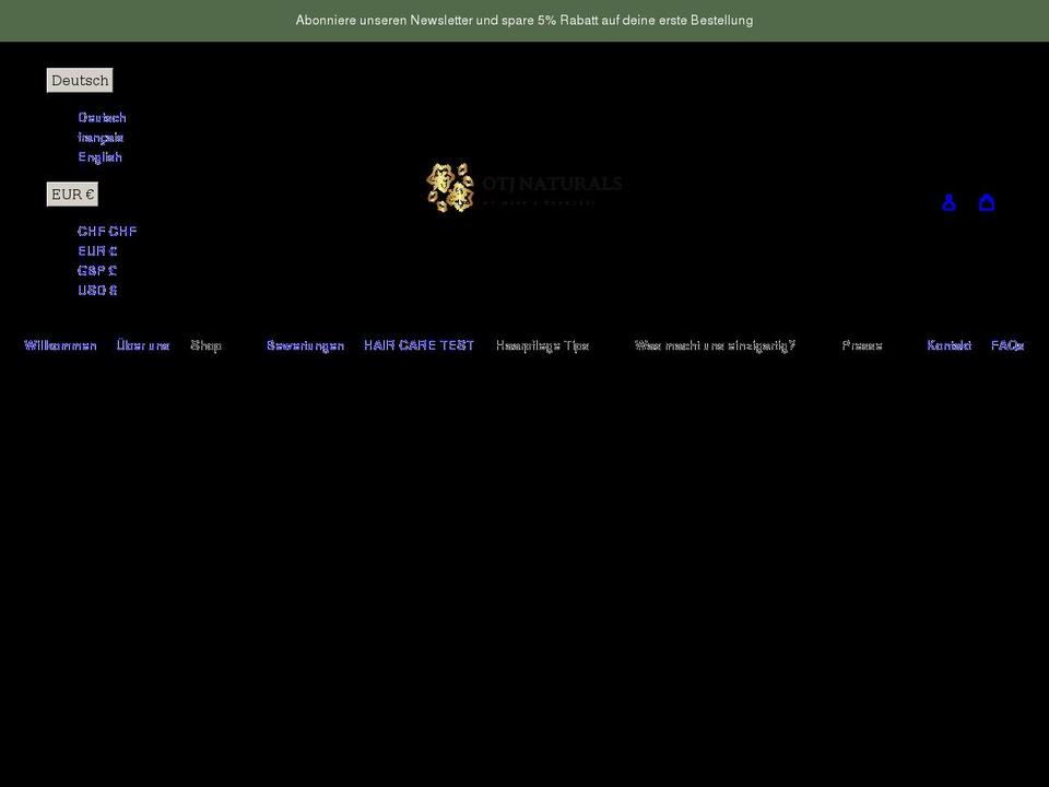 otjnaturals.com shopify website screenshot