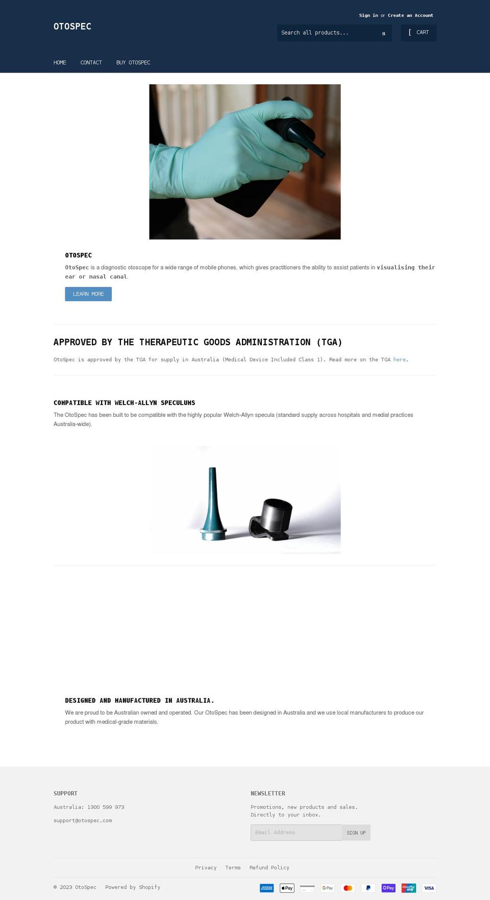 otospec.com shopify website screenshot