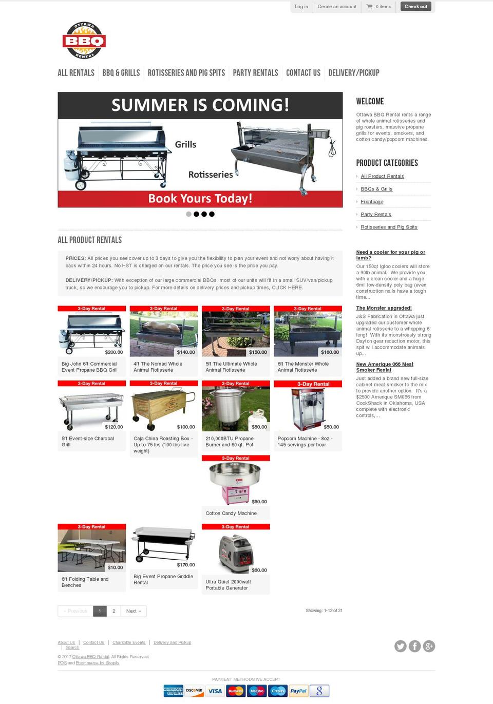 ottawabbqrental.com shopify website screenshot