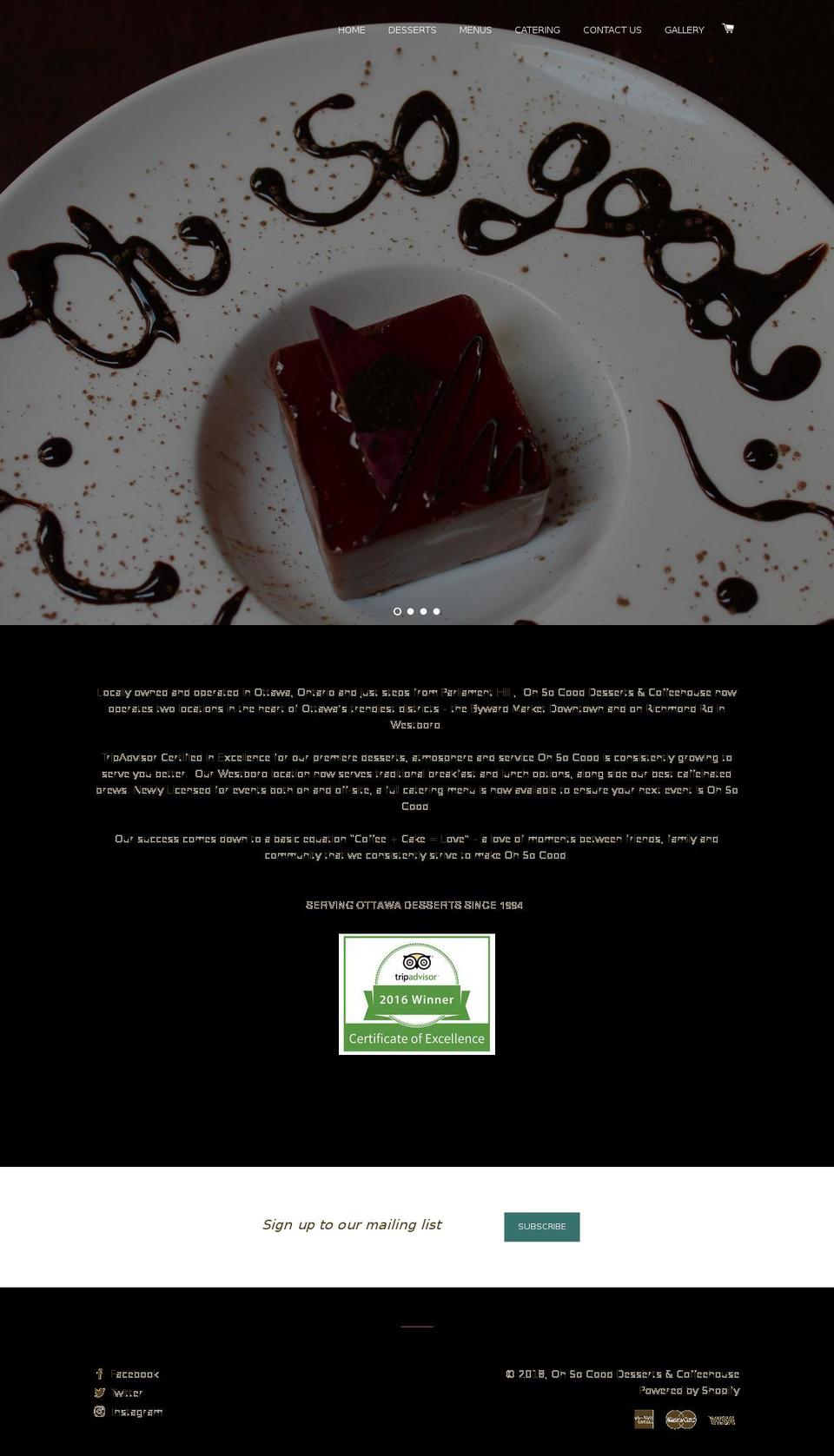 ottawadesserts.com shopify website screenshot