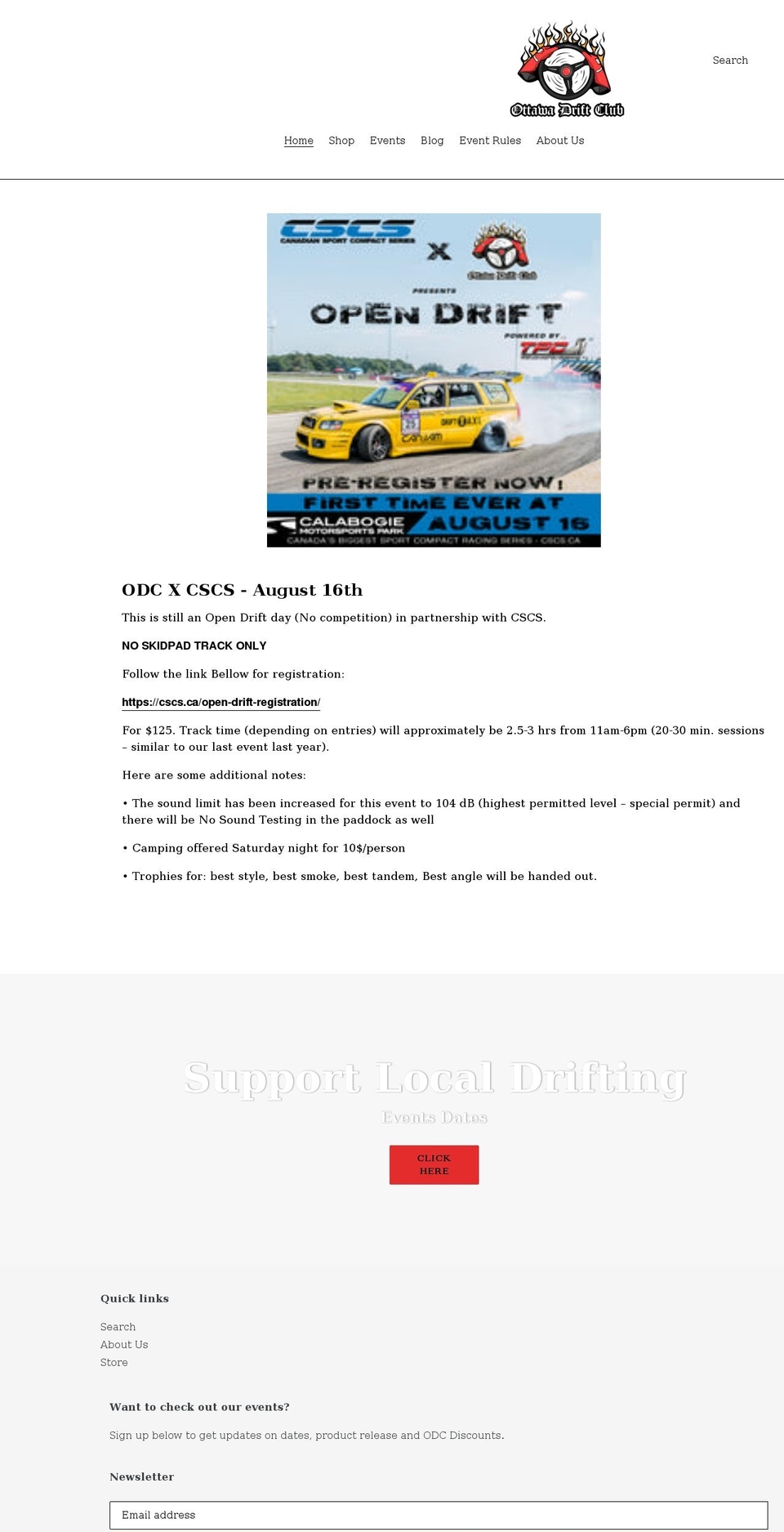 ottawadriftclub.ca shopify website screenshot