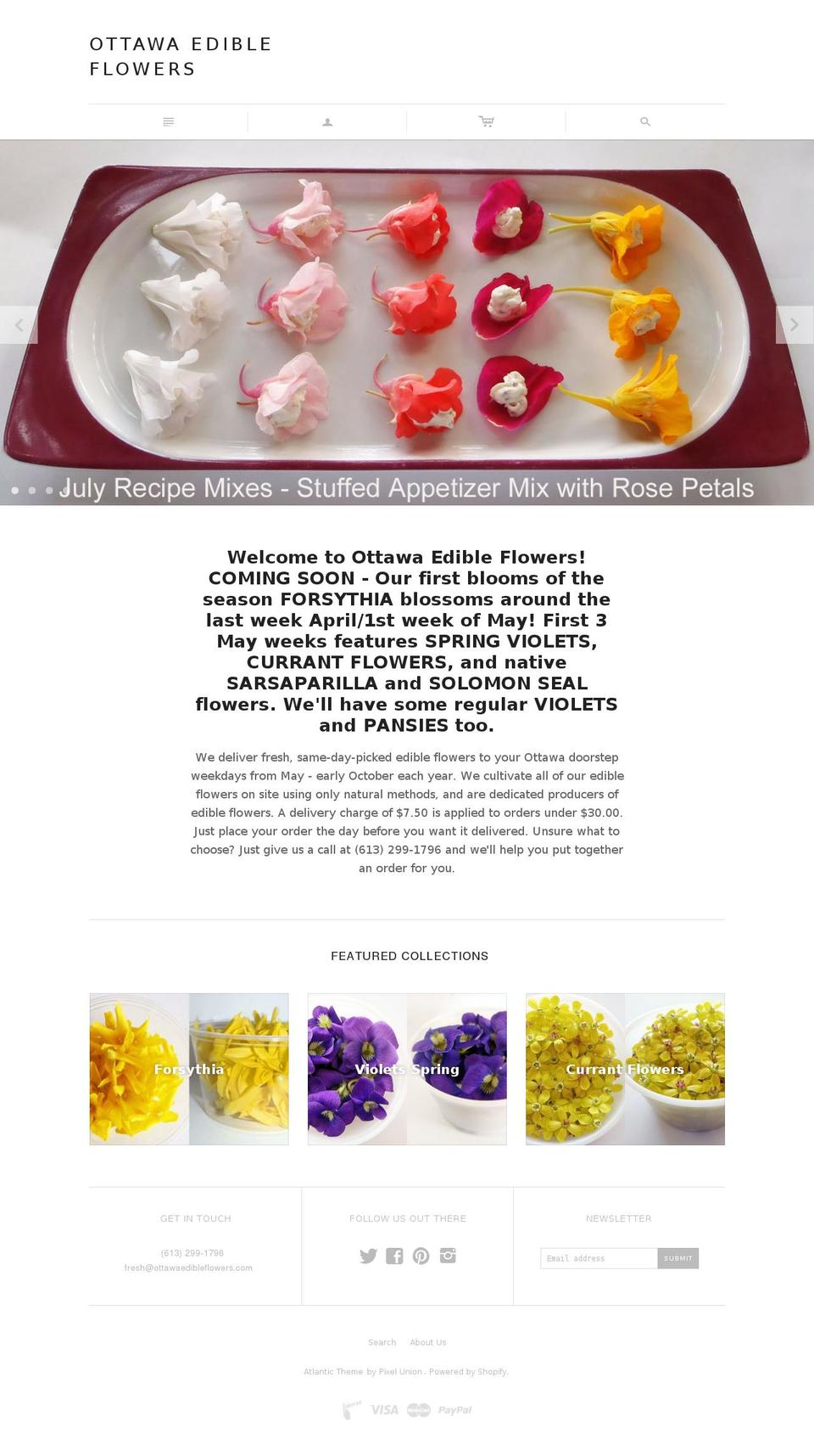 ottawaedibleflowers.com shopify website screenshot