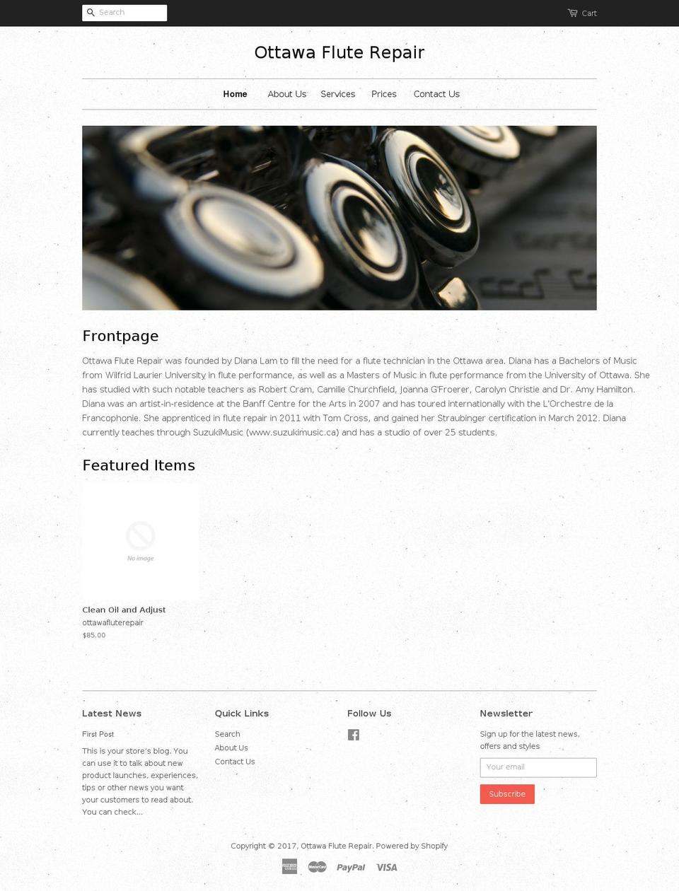 ottawafluterepair.com shopify website screenshot