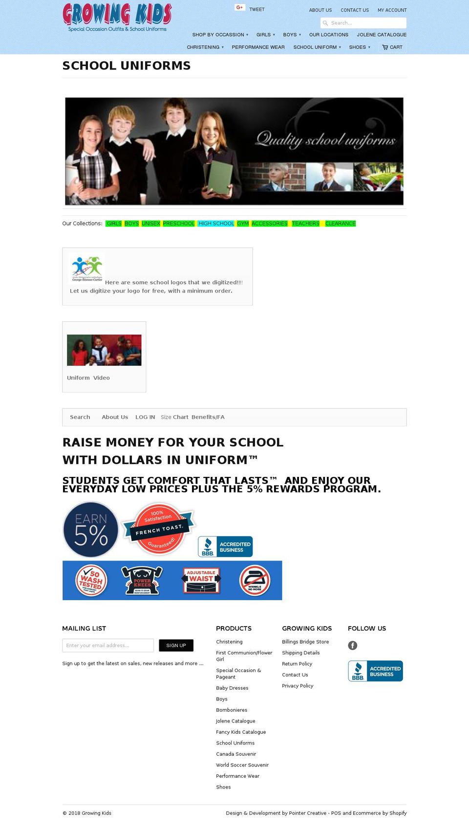 ottawaschooluniforms.com shopify website screenshot