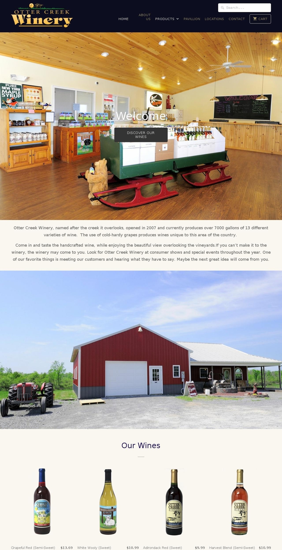 ottercreekwinery.info shopify website screenshot