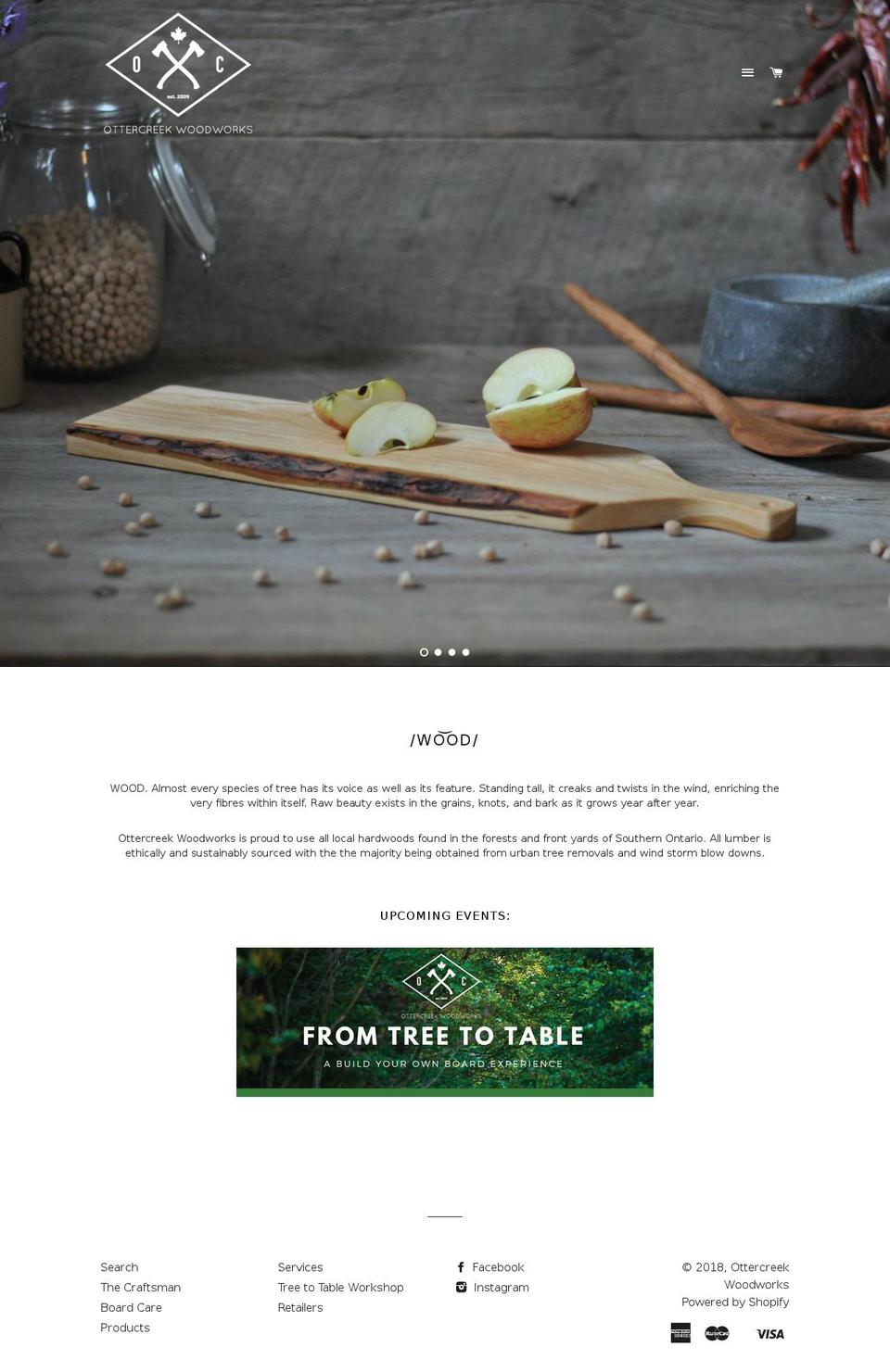 ottercreekwoodworks.com — Shopify storefront screenshot