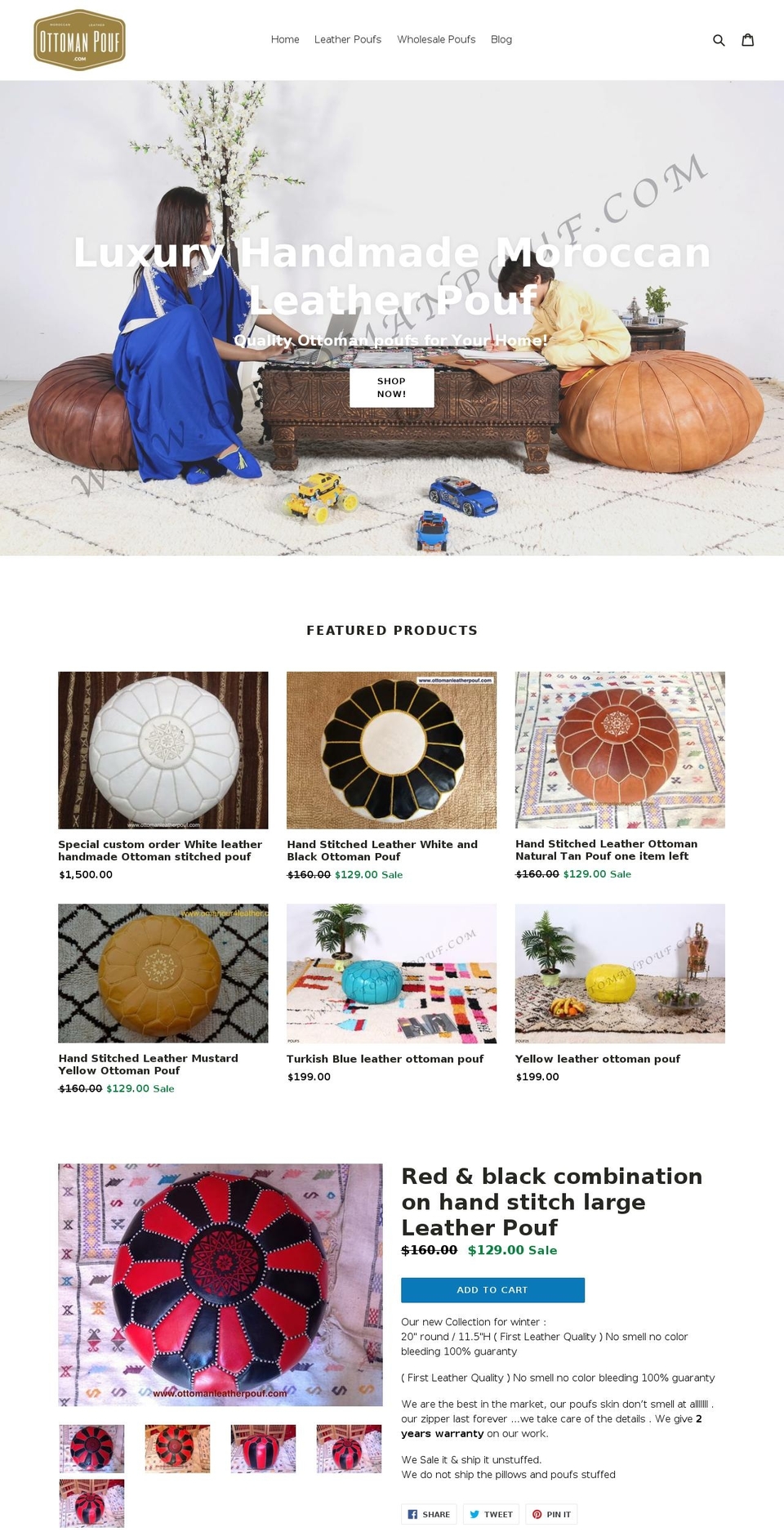 ottomanpouf.com — Shopify storefront screenshot