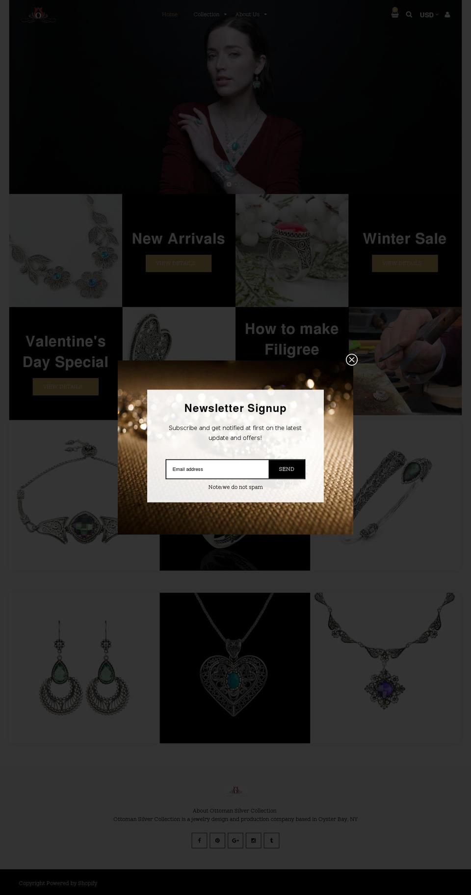 ottomansilvercollection.com shopify website screenshot