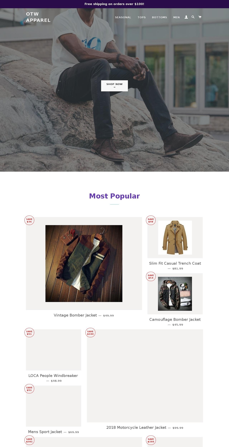 otwapparel.com shopify website screenshot