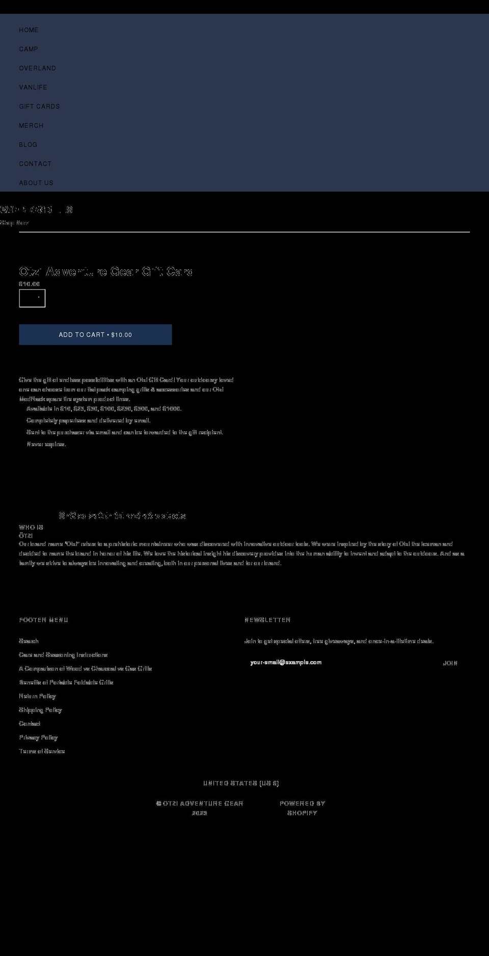 otzigear.com shopify website screenshot