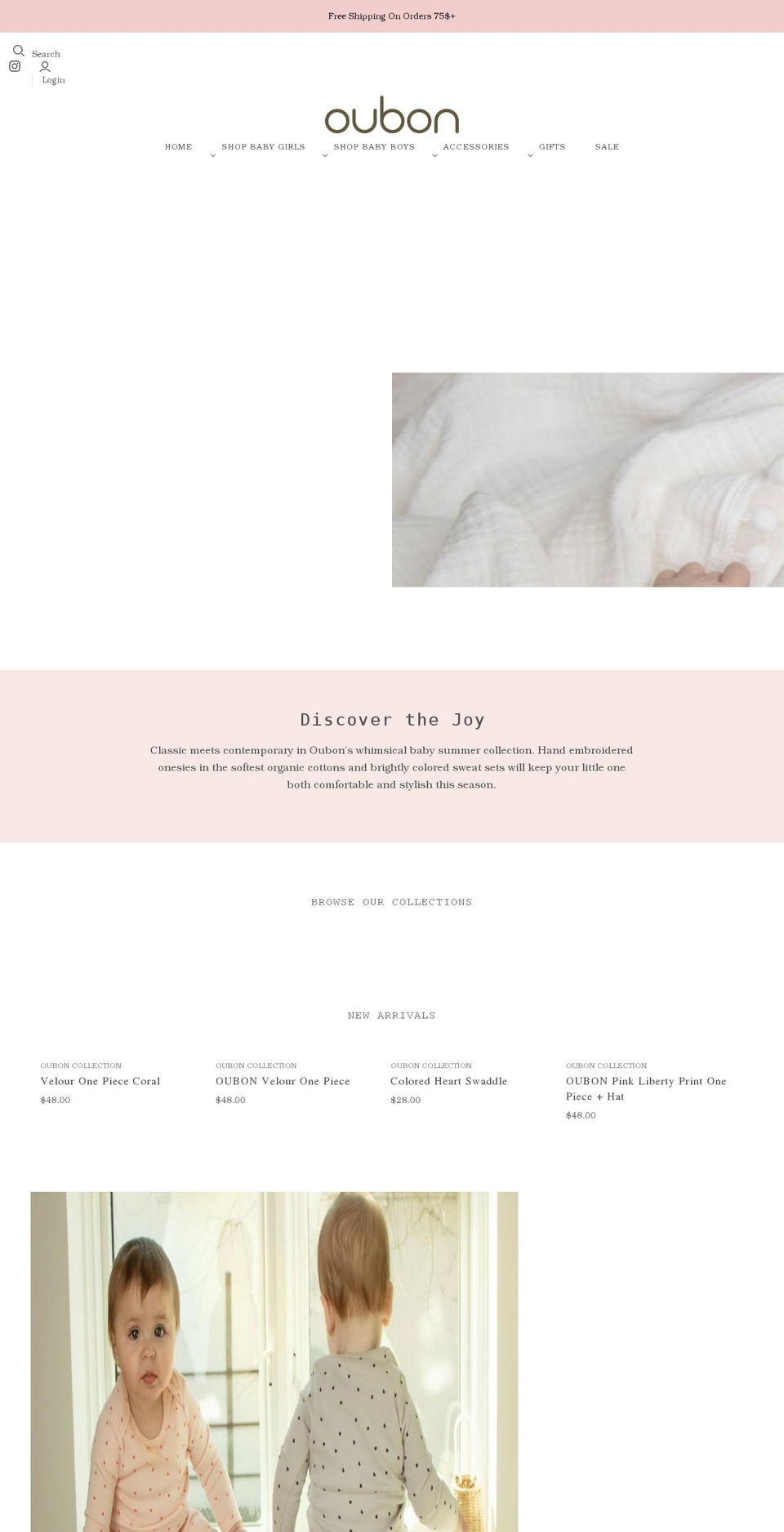 oubonbaby.com shopify website screenshot