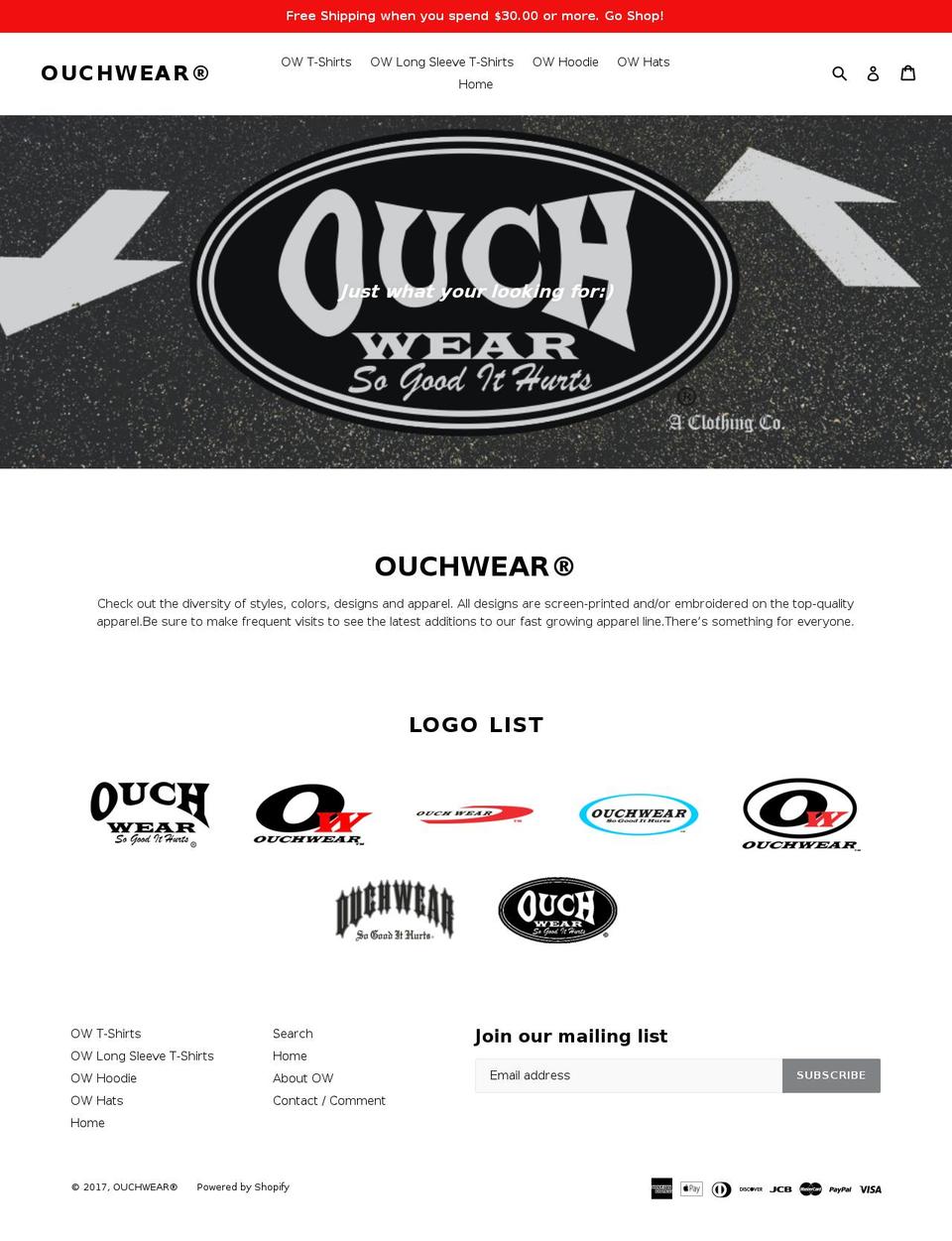ouchwear.com shopify website screenshot