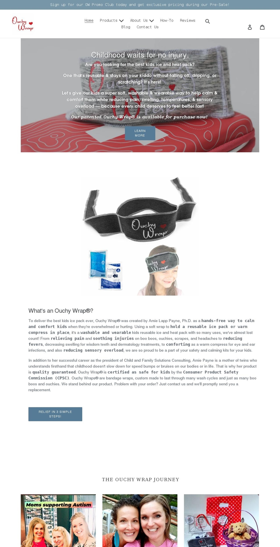 ouchywraps.com shopify website screenshot