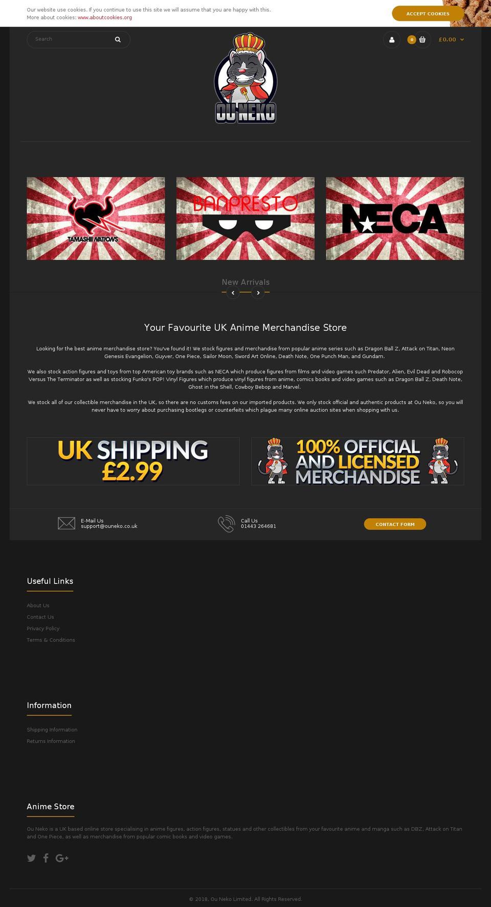 ouneko.co.uk shopify website screenshot