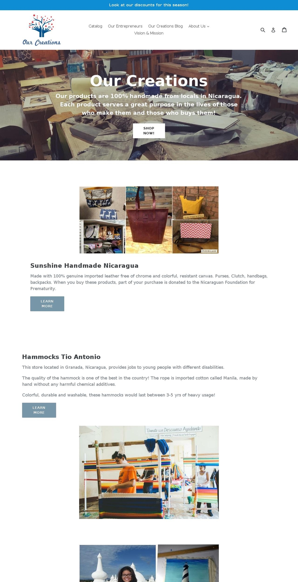 our-creations.com shopify website screenshot