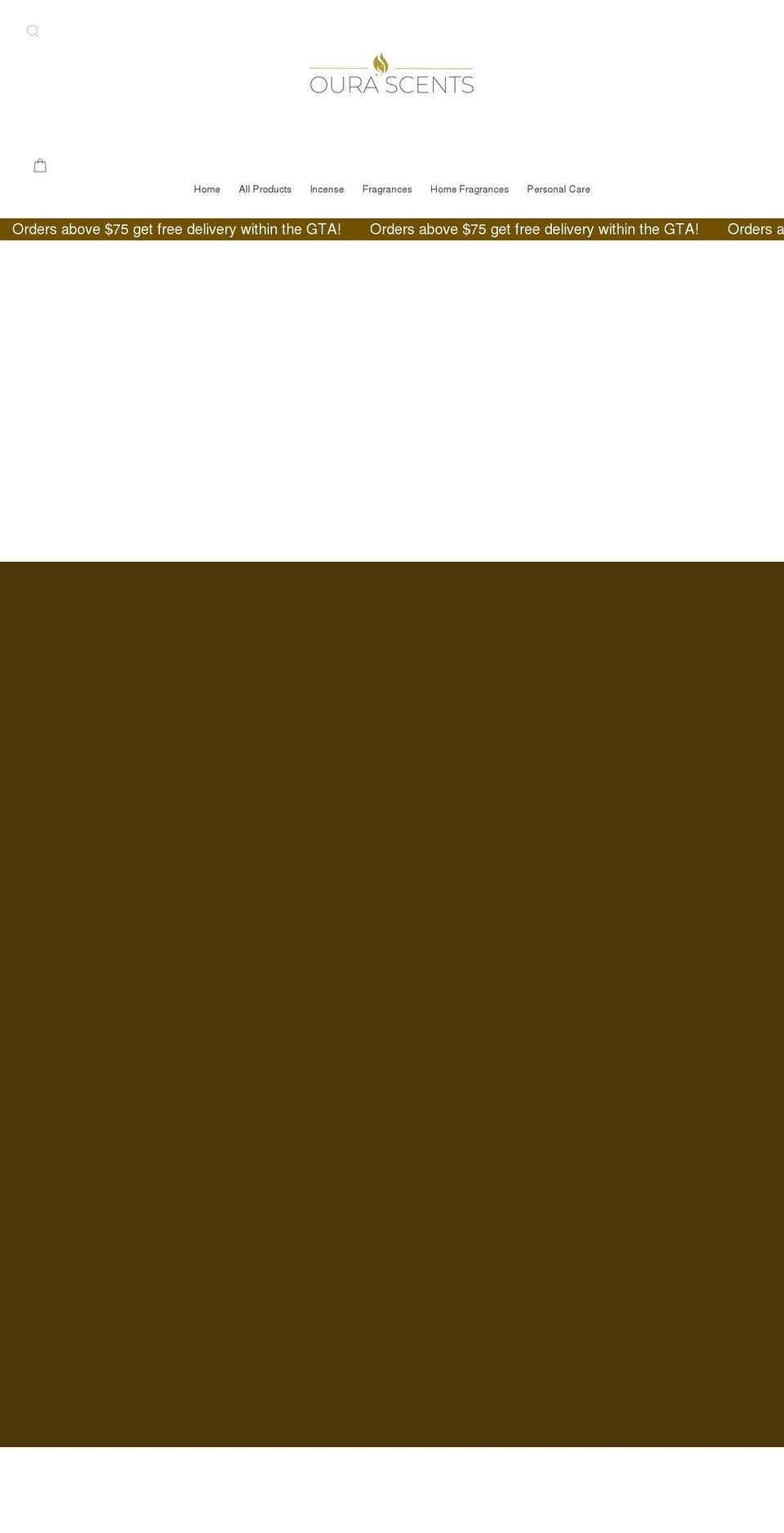 ourascents.com shopify website screenshot