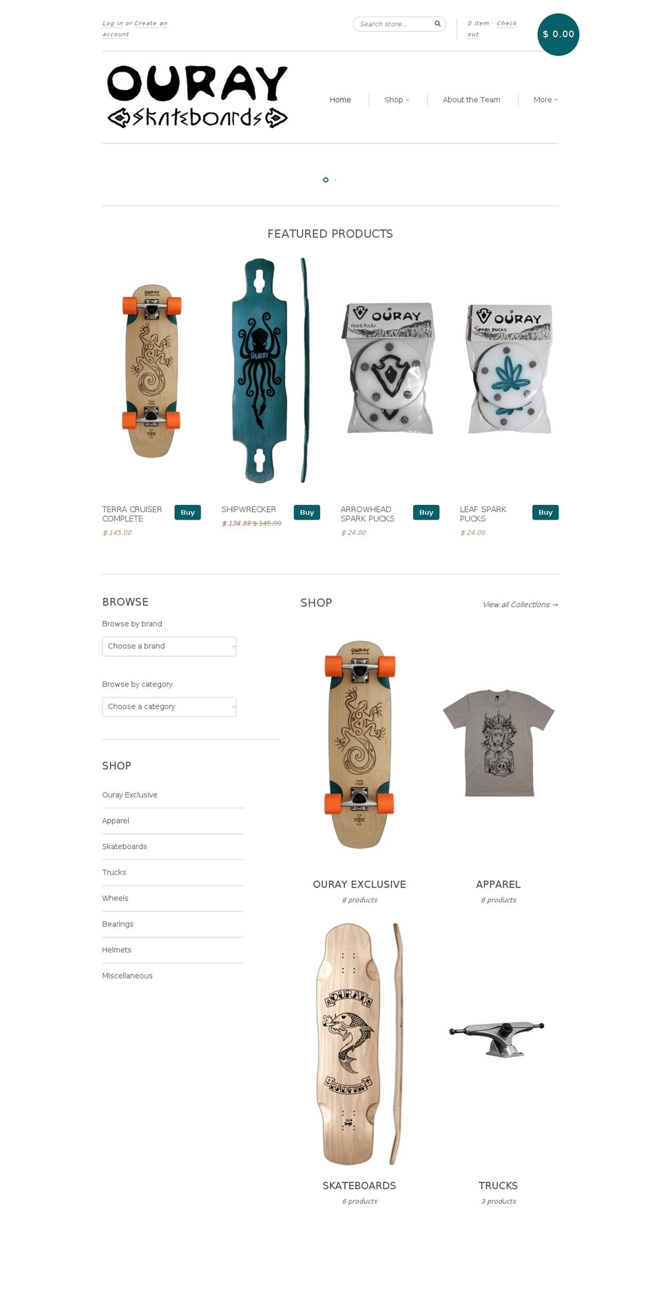 ouraylongboards.com shopify website screenshot