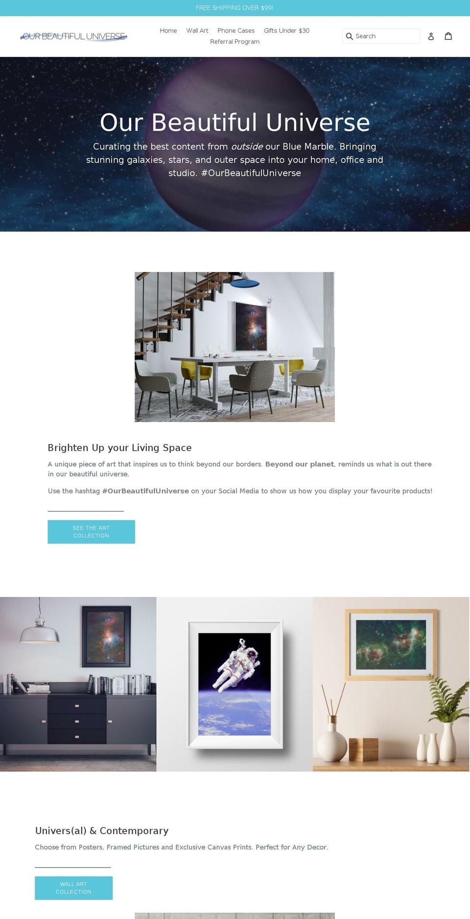 ourbeautifuluniverse.com — Shopify storefront screenshot