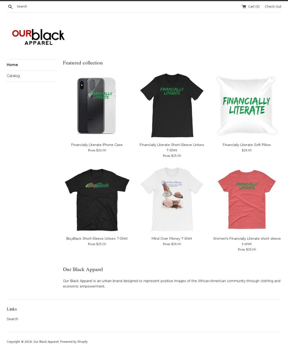 ourblackapparel.com — Shopify storefront screenshot