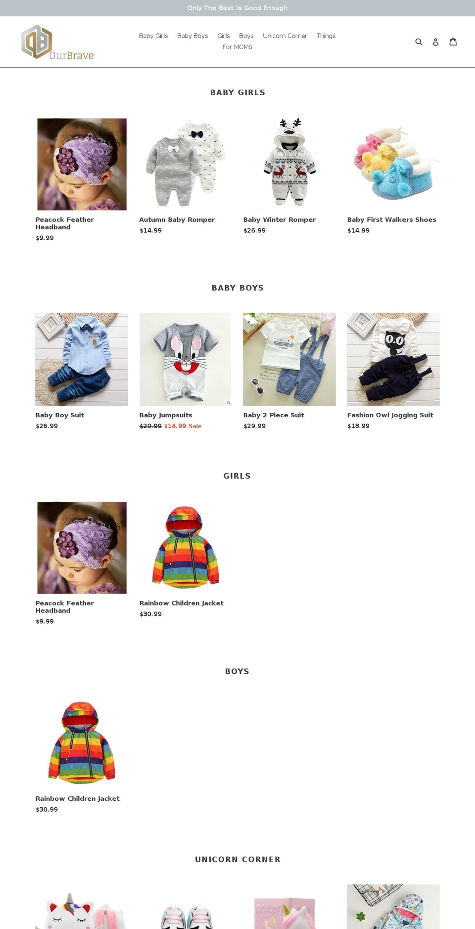 ourbrave.com shopify website screenshot