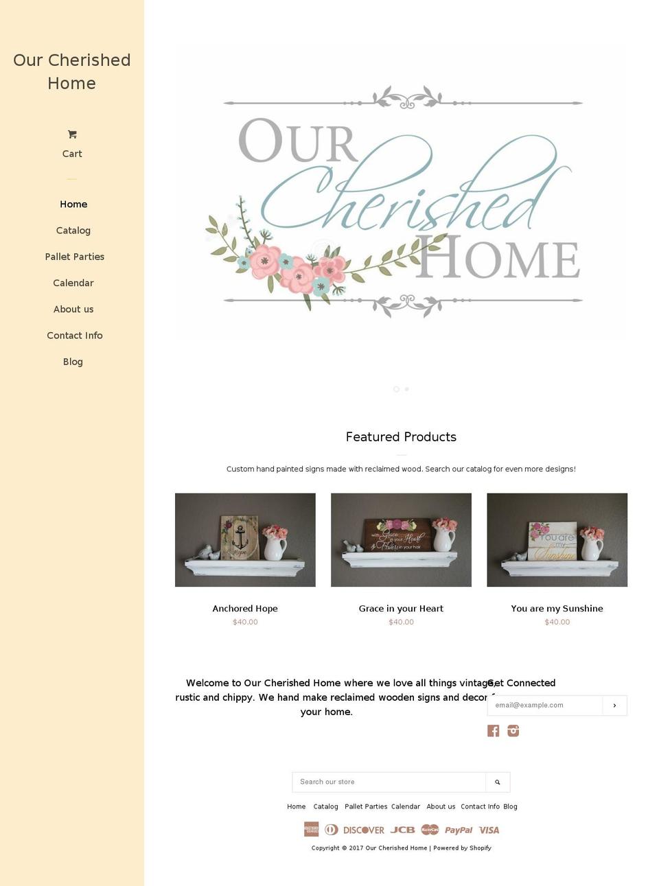 ourcherishedhome.com shopify website screenshot