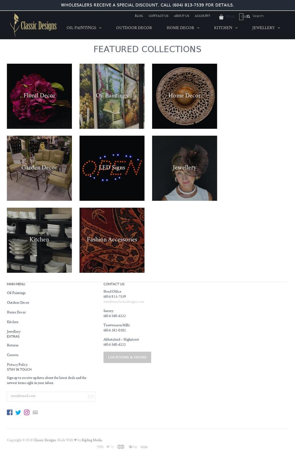 ourclassicdesigns.com shopify website screenshot