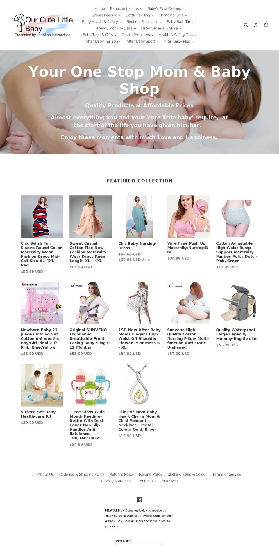 ourcutelittlebaby.com — Shopify storefront screenshot