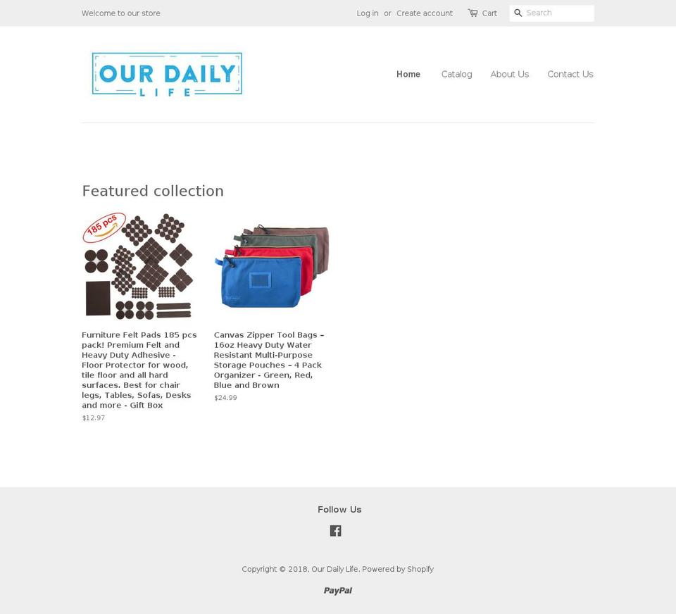 ourdailylife.site shopify website screenshot