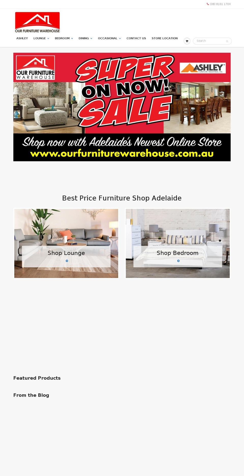 ourfurniturewarehouse.com.au shopify website screenshot