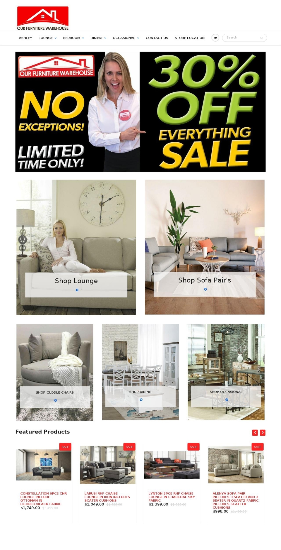 ourfurniturewarehouse.com shopify website screenshot