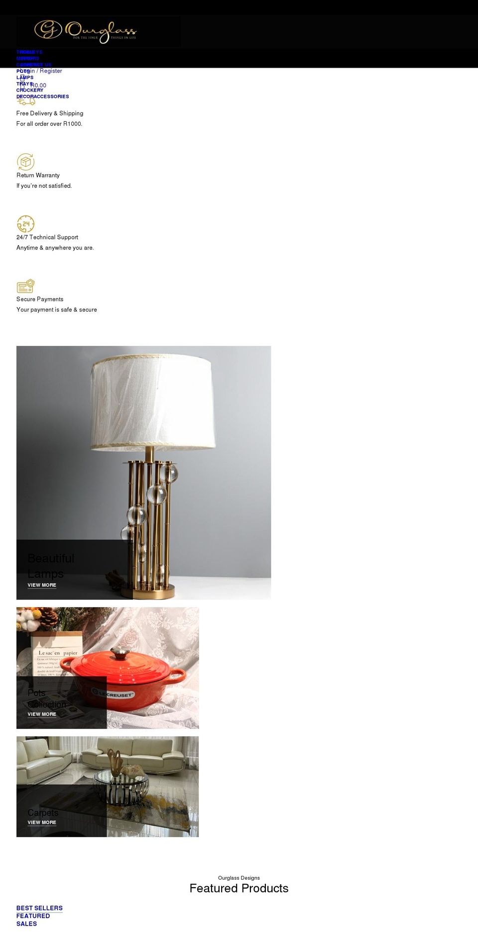 ourglassdesigns.com — Shopify storefront screenshot