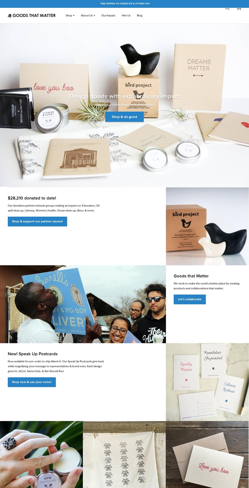 Reformation Shopify theme site example ourgoodsmatter.com