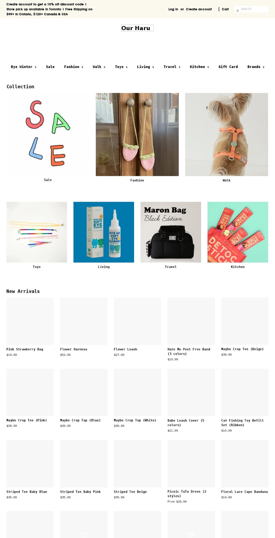 ourharu.com shopify website screenshot