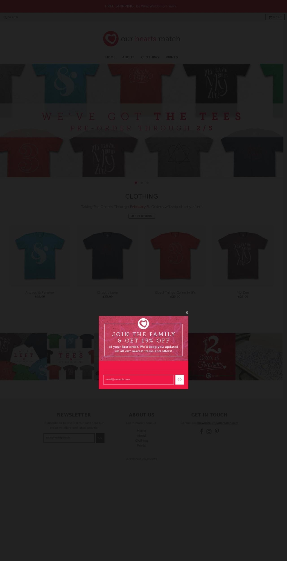 ourheartsmatch.com shopify website screenshot