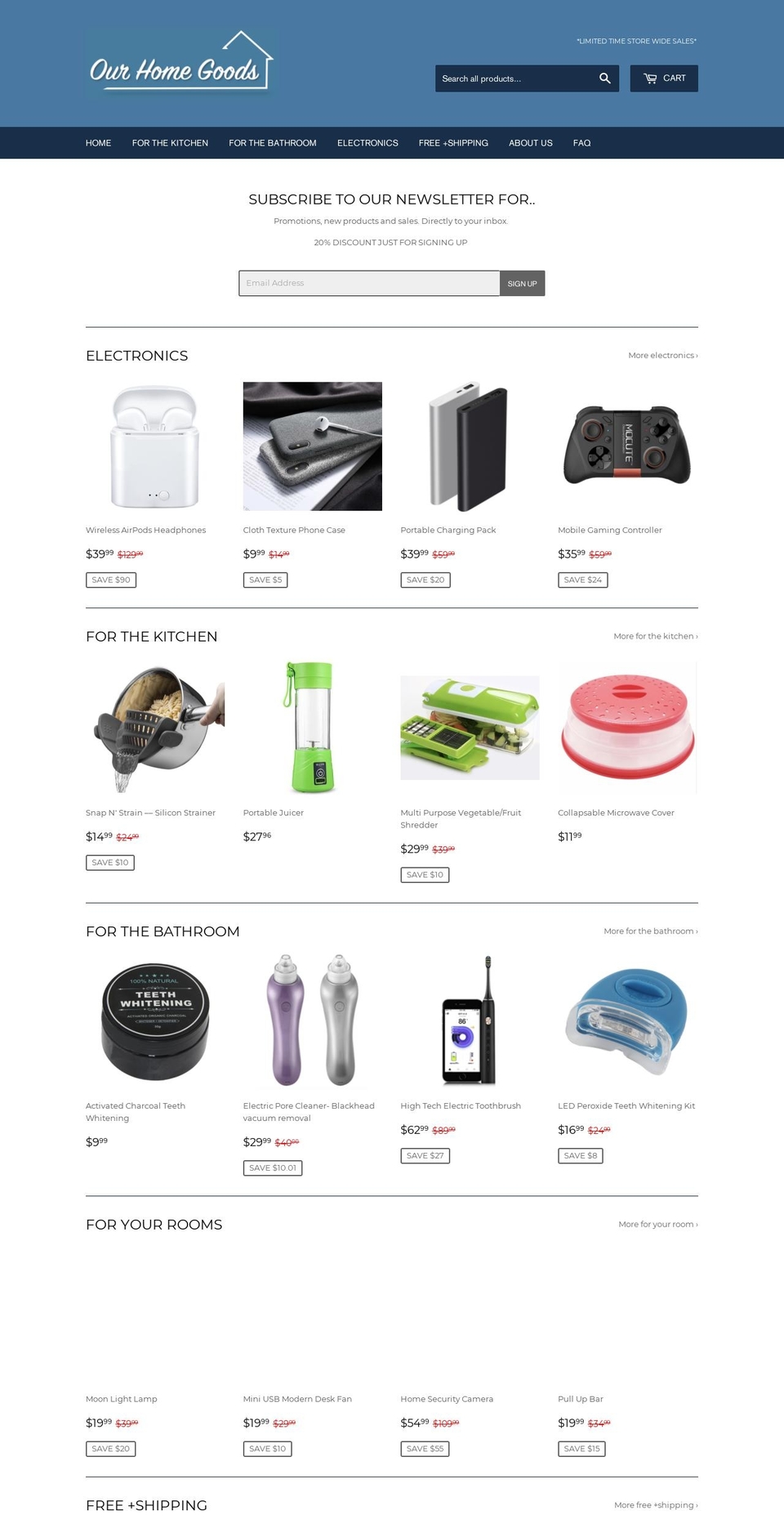 ourhomegoods.com — Shopify storefront screenshot