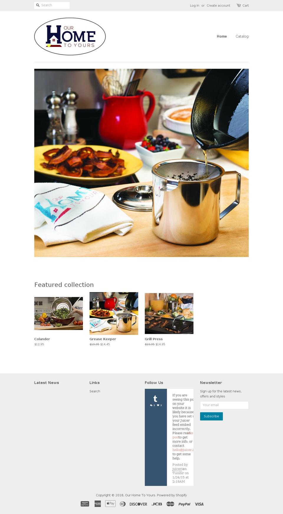 ourhometoyours.com — Shopify storefront screenshot