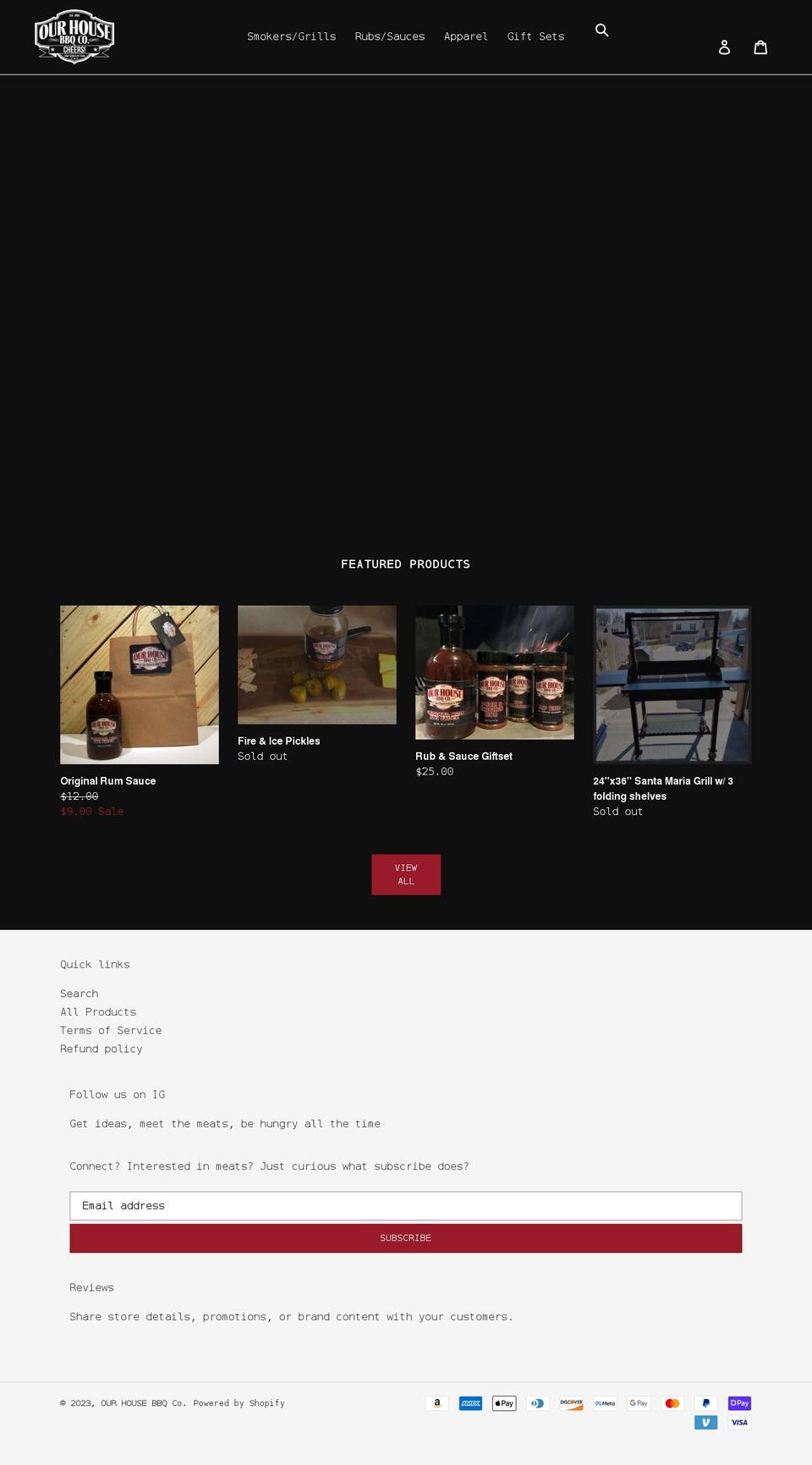 ourhousebbq.com shopify website screenshot