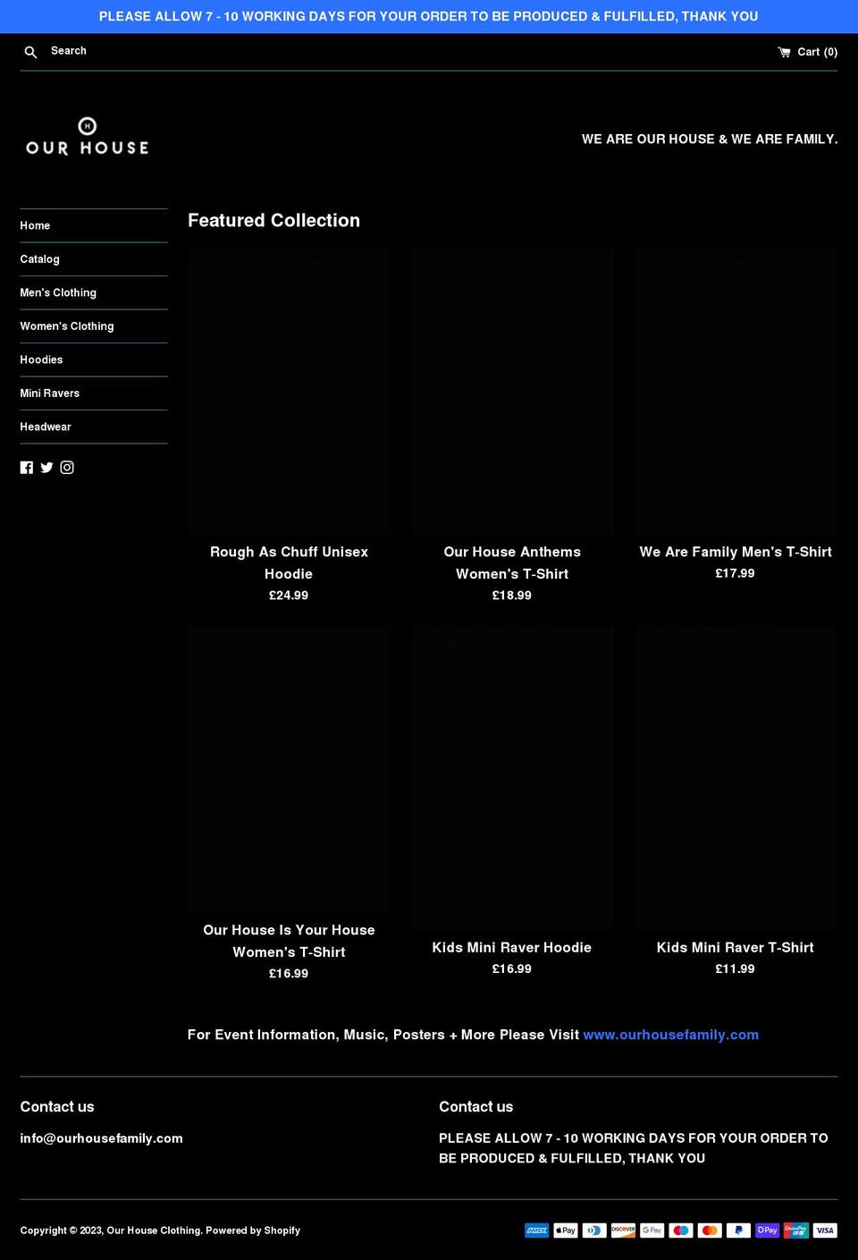 ourhouseclothing.com shopify website screenshot