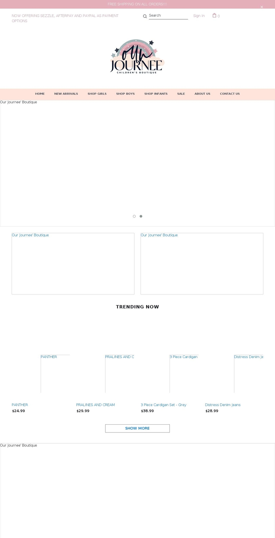 ourjourneeboutique.com shopify website screenshot