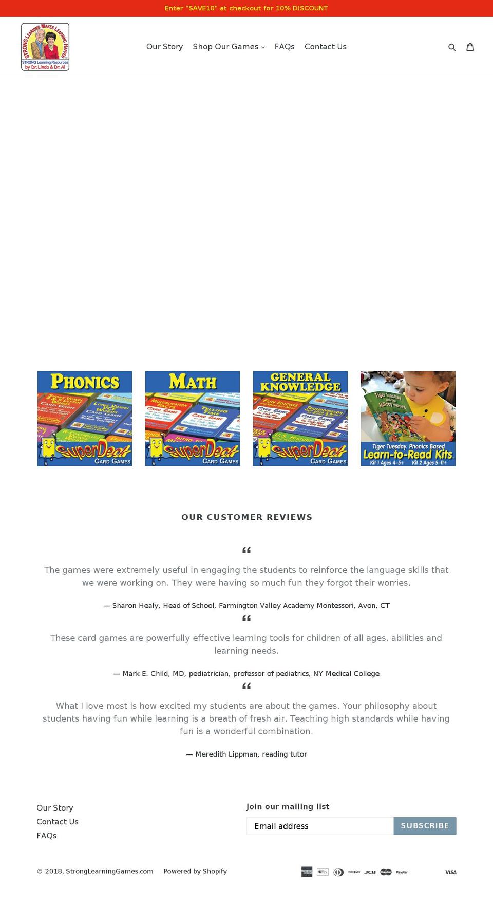 ourlearninggames.com — Shopify storefront screenshot