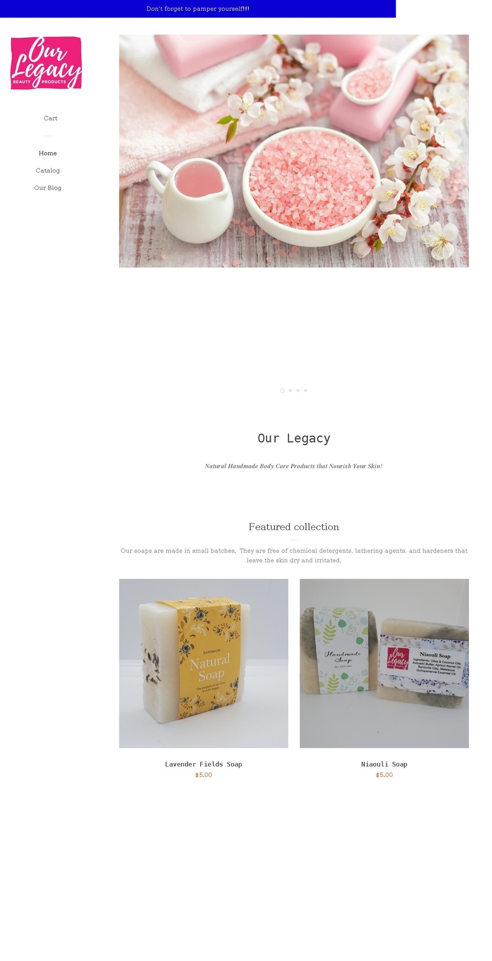 ourlegacybeauty.com shopify website screenshot