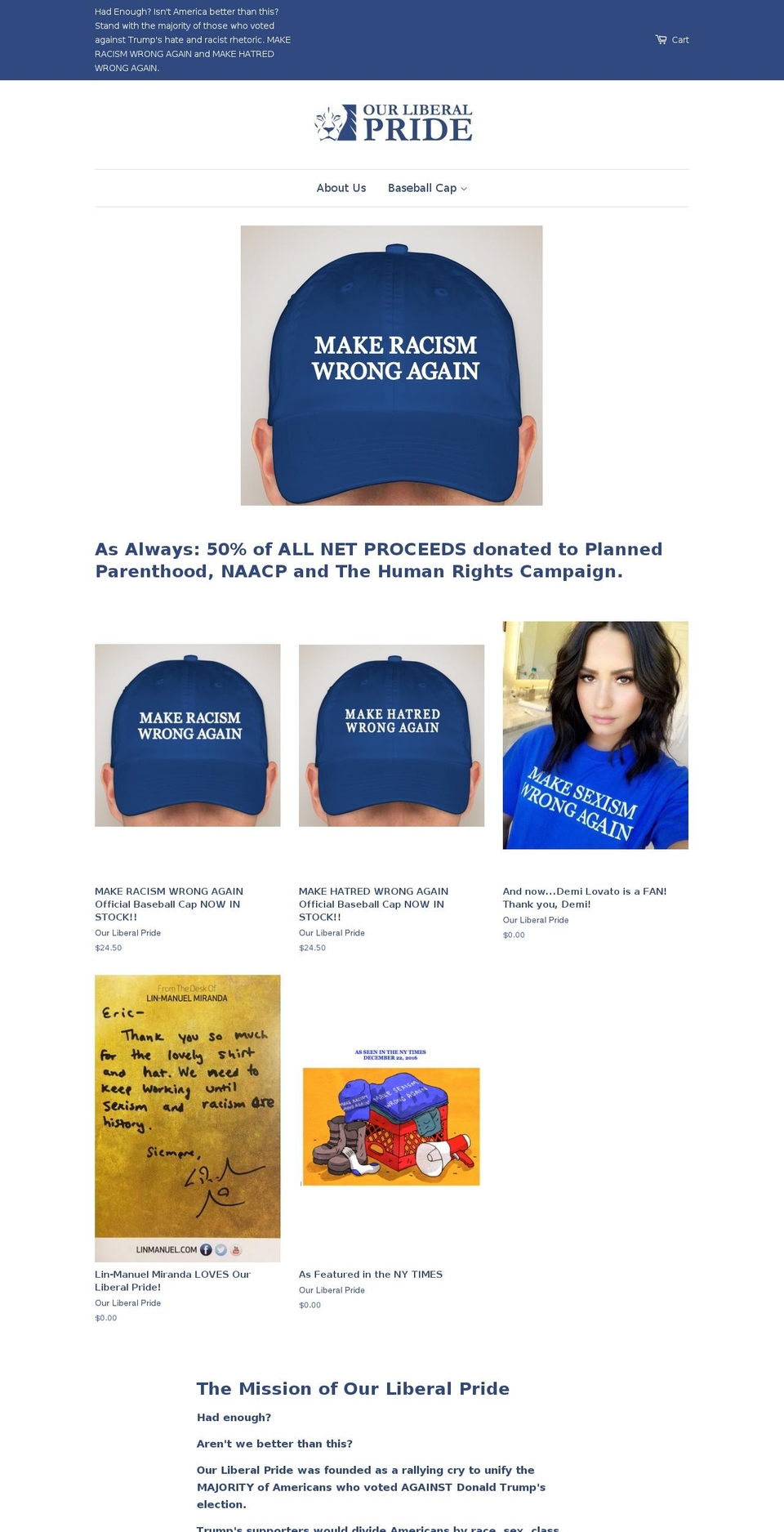 ourliberalpride.net shopify website screenshot