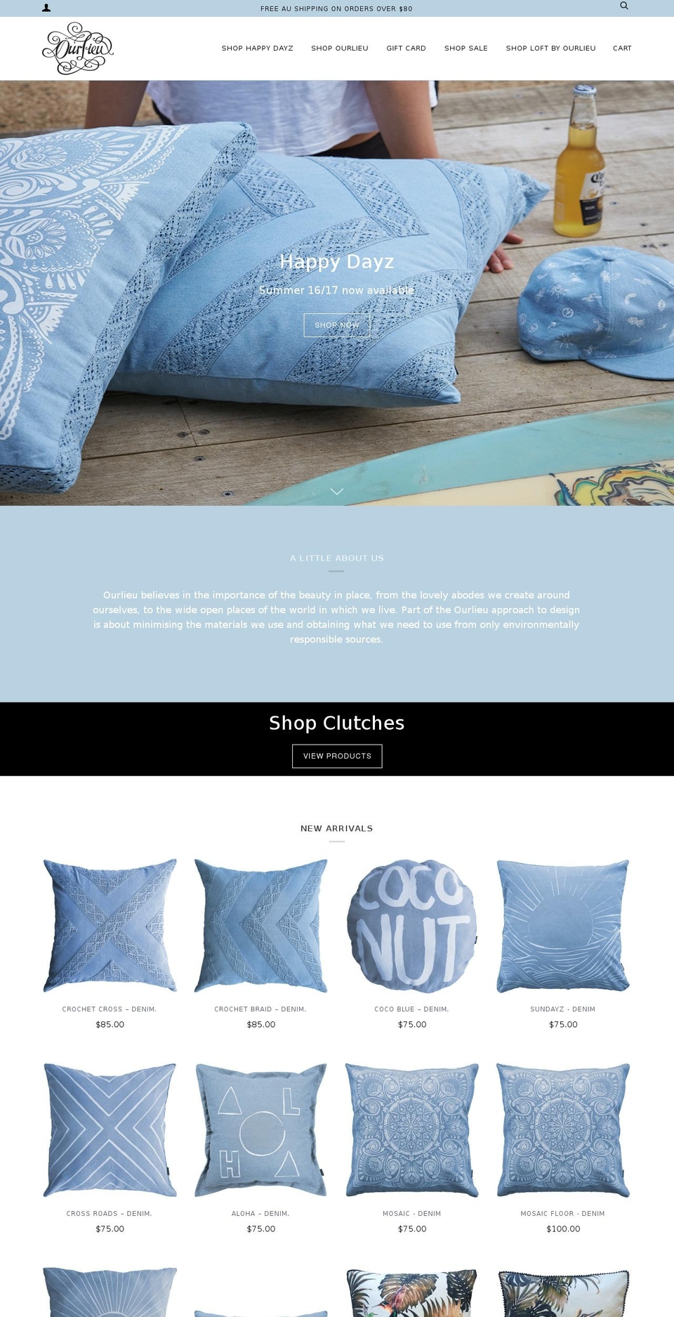 ourlieu.com.au shopify website screenshot