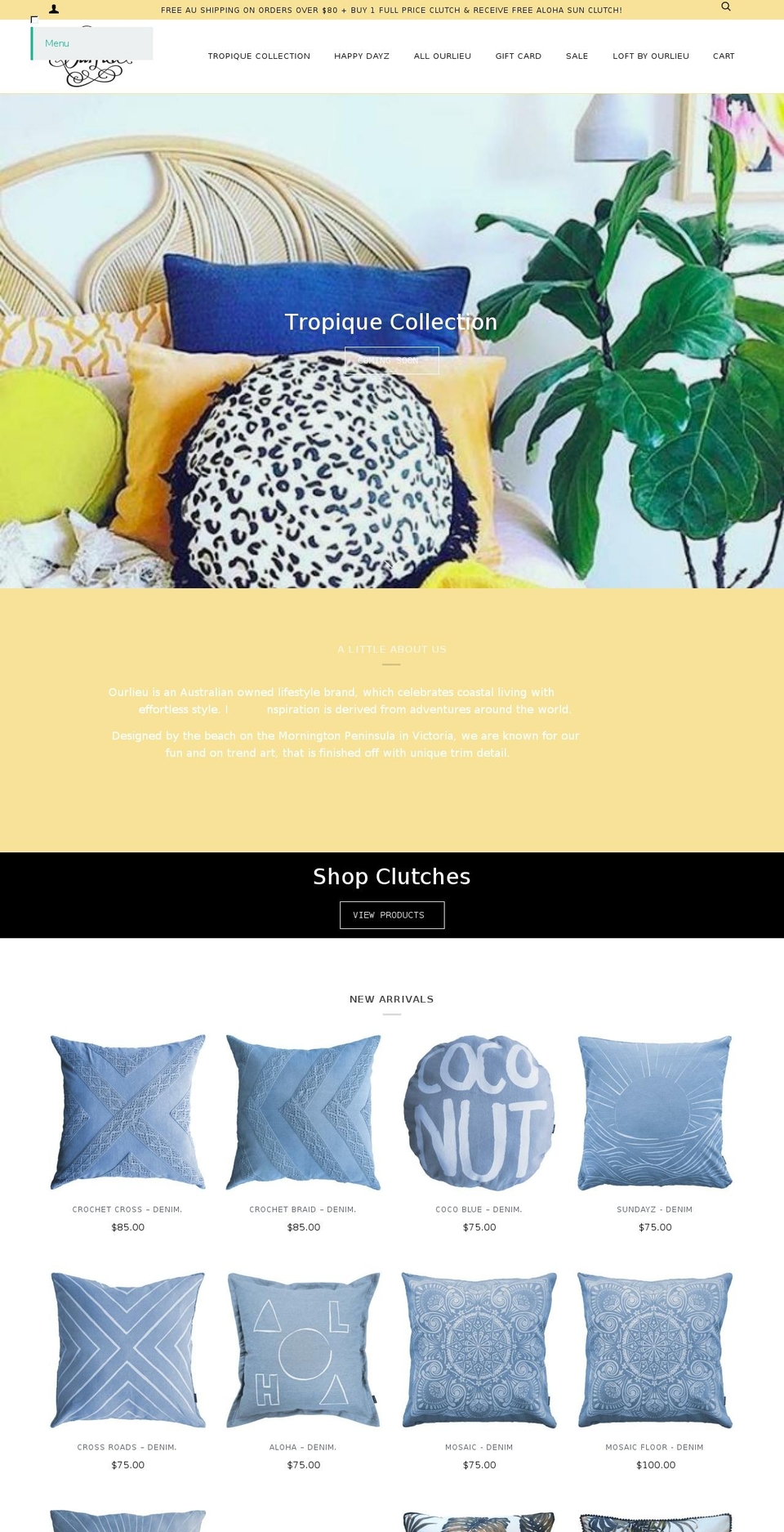 ourlieuoutlet.com — Shopify storefront screenshot