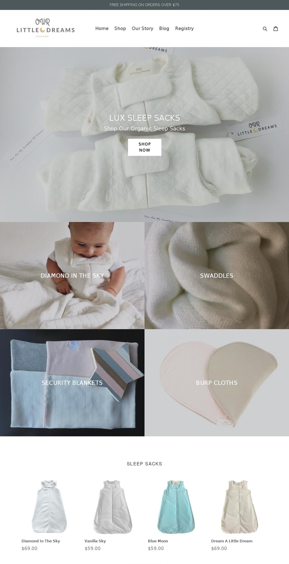 ourlittledreams.com — Shopify storefront screenshot