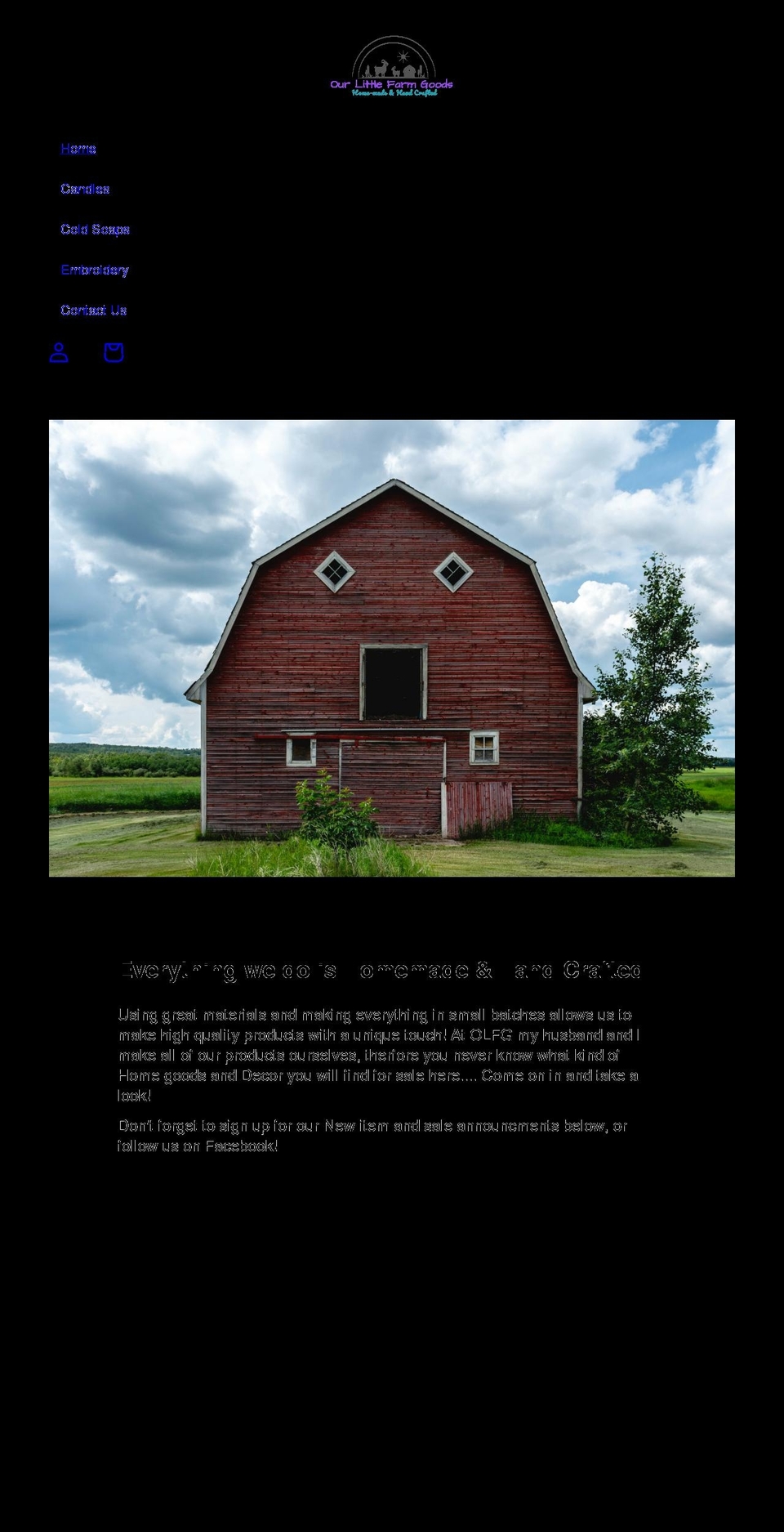 ourlittlefarmgoods.com shopify website screenshot